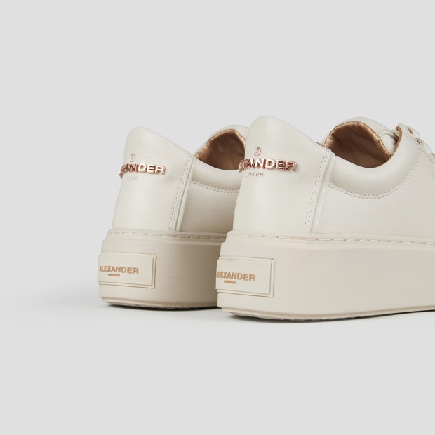 Sneakers Alexander Smith london alta donna in pelle liscia avorio e suola in tinta - 4