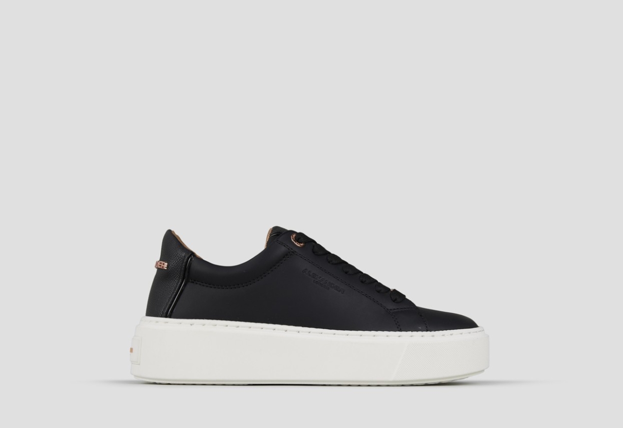 Sneakers Alexander Smith london alta donna in pelle liscia nera e tallone in pelle palmellata - 1