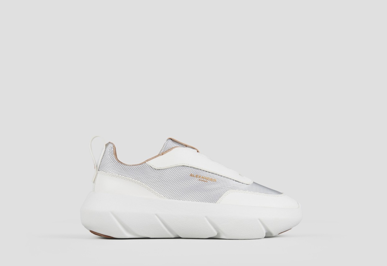 Sneakers Alexander Smith eclipse donna in pelle bianca e tessuto tecnico argento - 1