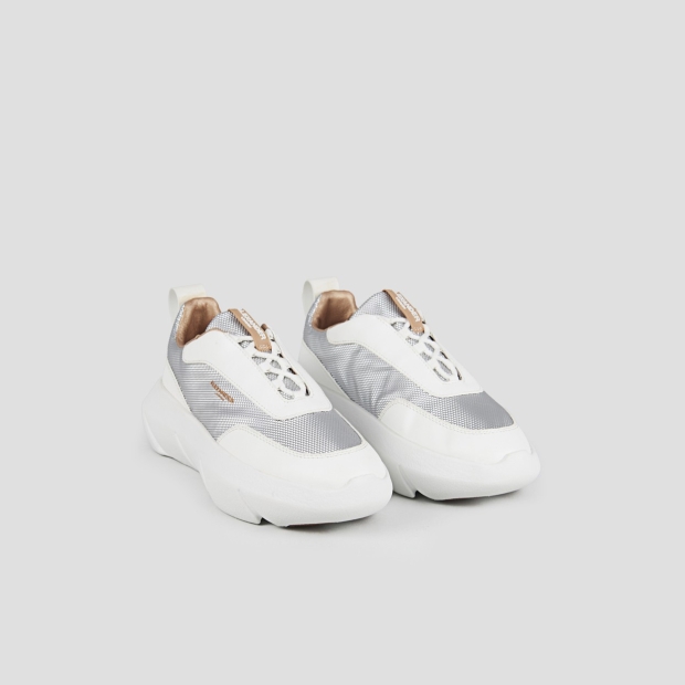 Sneakers Alexander Smith eclipse donna in pelle bianca e tessuto tecnico argento - 3