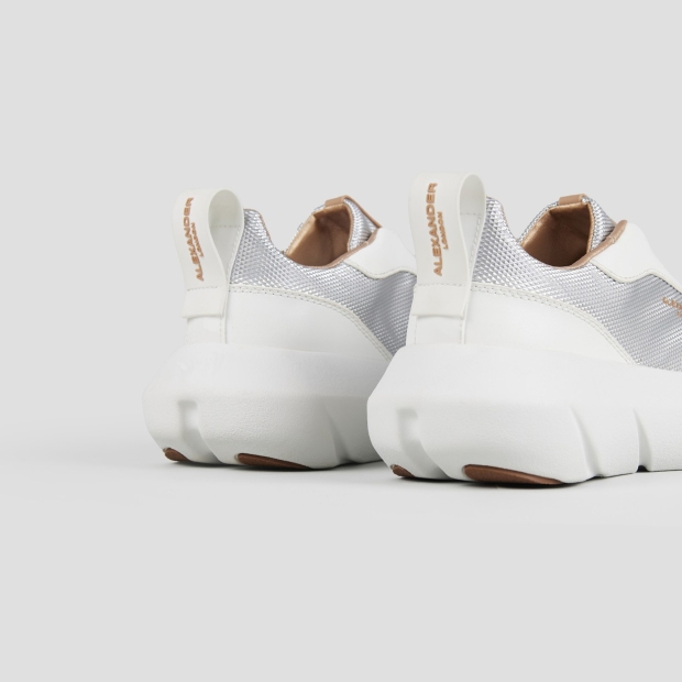 Sneakers Alexander Smith eclipse donna in pelle bianca e tessuto tecnico argento - 4