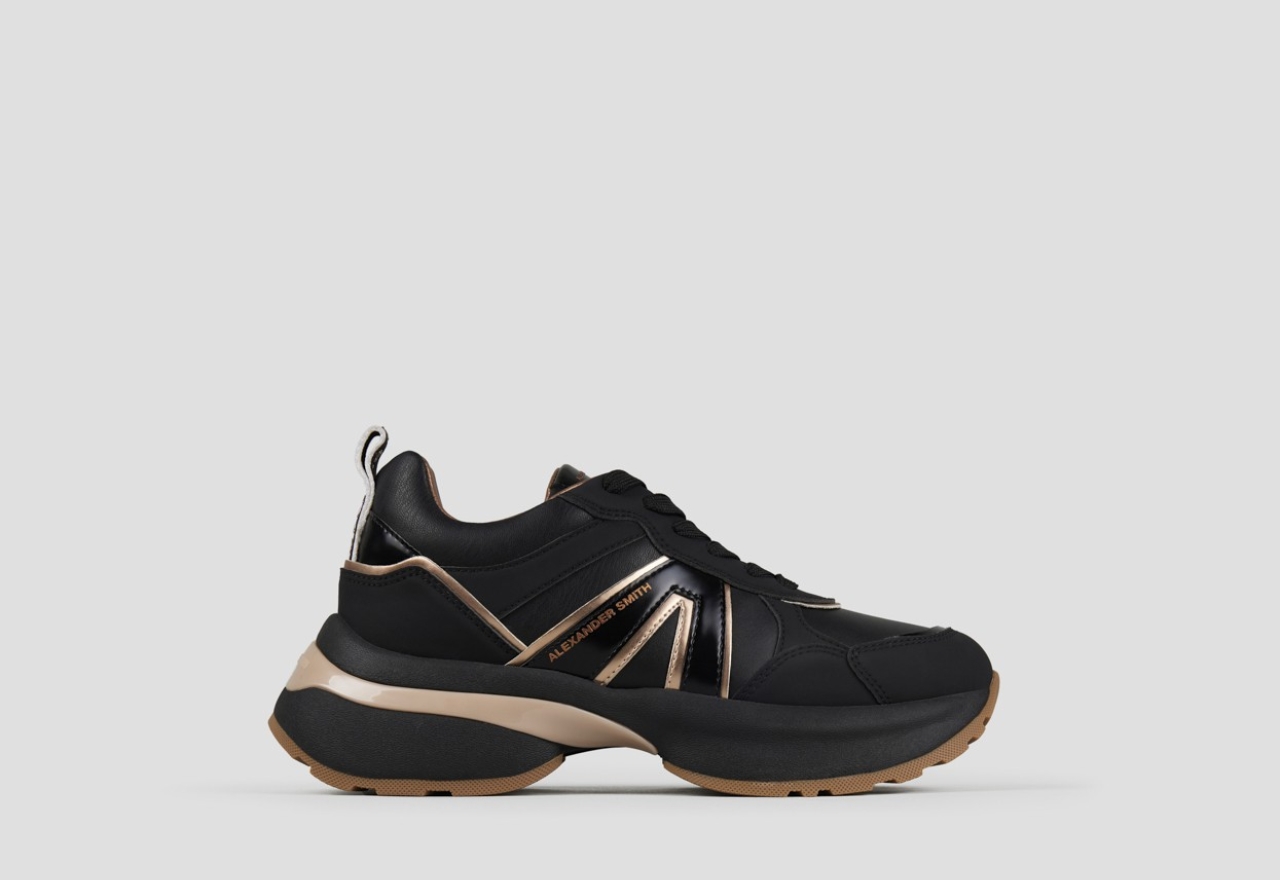 Sneakers Alexander Smith victoria donna in pelle nera e dettagli specchiato opaco - 1