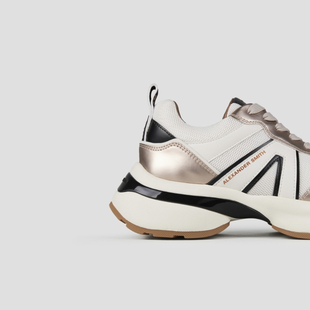 Sneakers Alexander Smith victoria donna in pelle e mesh platino con dettagli specchio - 2