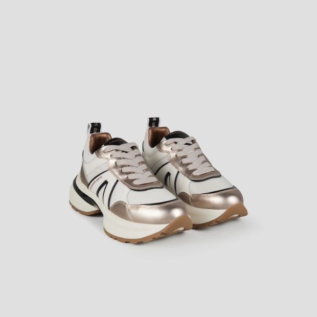 Sneakers Alexander Smith victoria donna in pelle e mesh platino con dettagli specchio - 3