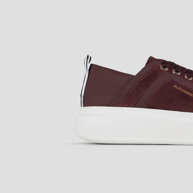 Sneakers Alexander Smith wembley donna in suede bordeaux con nervatura laterale e tallone in pelle - 2