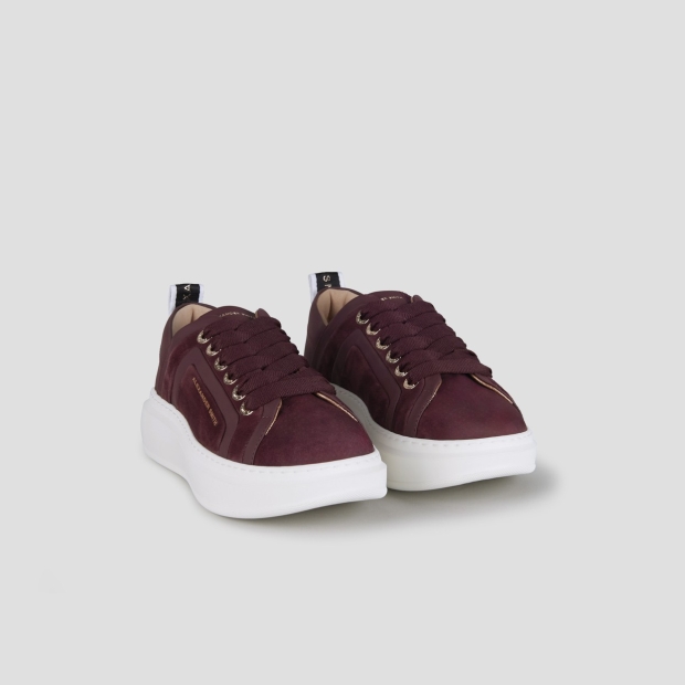 Sneakers Alexander Smith wembley donna in suede bordeaux con nervatura laterale e tallone in pelle - 3