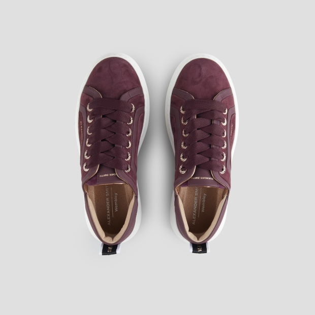 Sneakers Alexander Smith wembley donna in suede bordeaux con nervatura laterale e tallone in pelle - 5