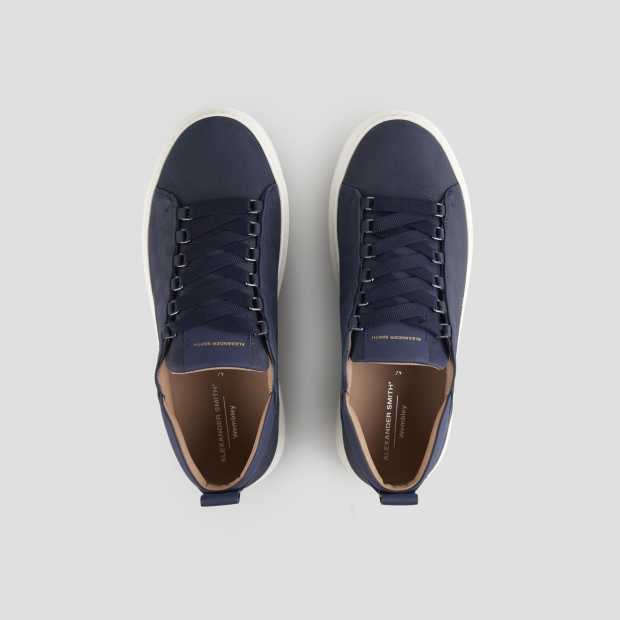 Sneakers Alexander Smith wembley uomo in nabuk bottalato blu e dettagli in pelle liscia - 5