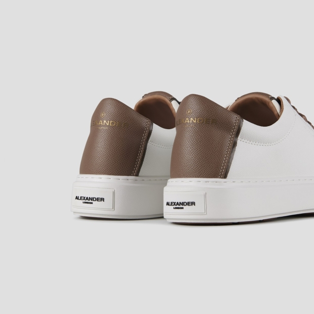 Sneakers Alexander Smith london uomo in pelle palmellata bianca e tallone marrone chiaro - 4