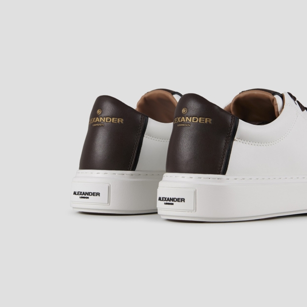 Sneakers Alexander Smith london uomo in morbida pelle bianca e tallone marrone scuro - 4