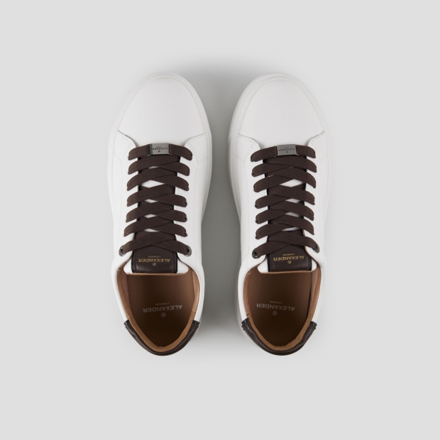 Sneakers Alexander Smith london uomo in morbida pelle bianca e tallone marrone scuro - 5