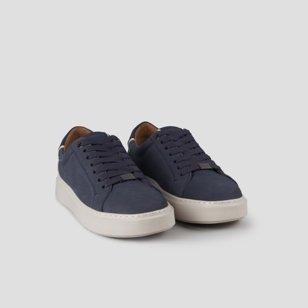Sneakers Alexander Smith london uomo in nabuk blu e tallone in pelle - 3