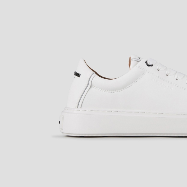 Sneakers Alexander Smith london uomo in pelle liscia bianca e logo in metallo - 3