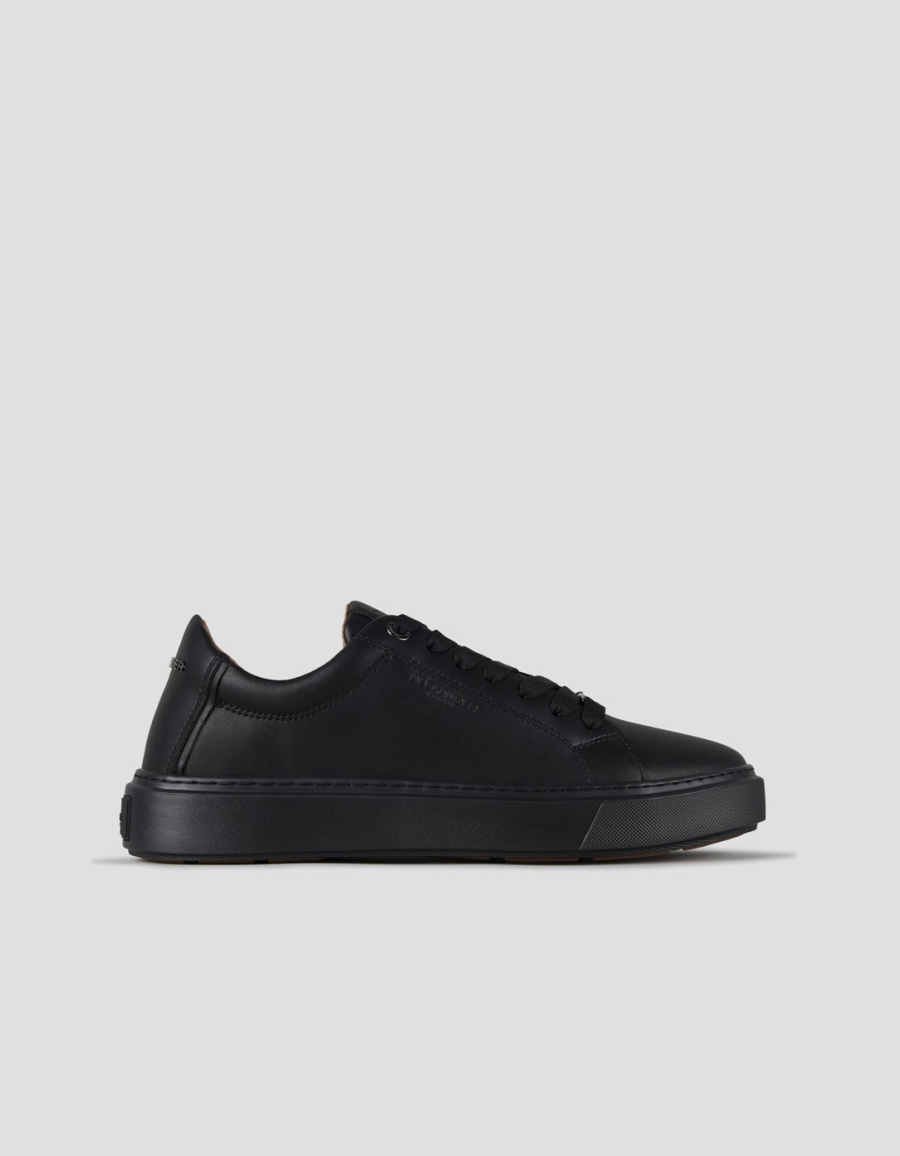 Sneakers Alexander Smith london uomo in pelle liscia nera, suola nera e logo in metallo - 1