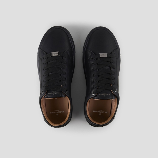 Sneakers Alexander Smith london uomo in pelle liscia nera, suola nera e logo in metallo - 6