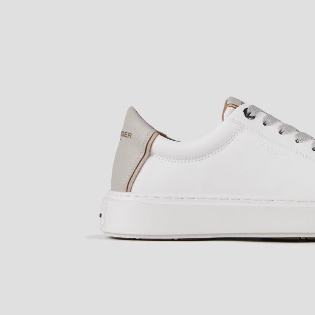 Sneakers Alexander Smith london uomo in pelle palmellata bianca e tallone grigio chiaro - 2