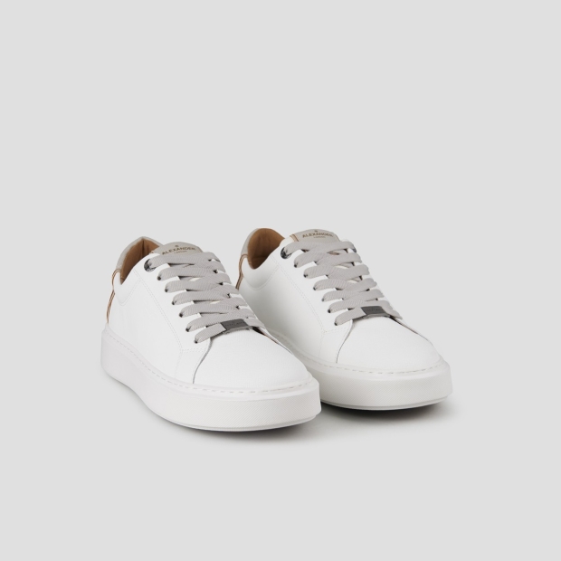 Sneakers Alexander Smith london uomo in pelle palmellata bianca e tallone grigio chiaro - 3