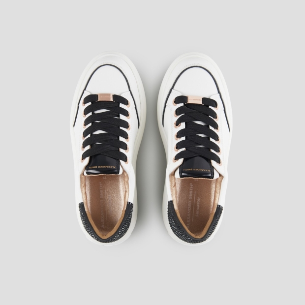 Sneakers Alexander Smith lancaster donna in pelle bianca e tallone nero con microborchie - 5