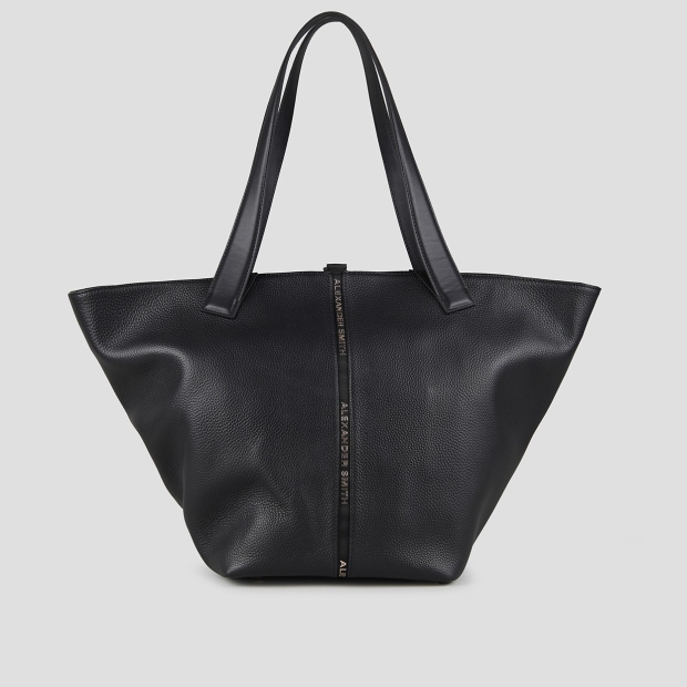 Sneakers Alexander Smith lauren large borsa a spalla in pelle bottalata nera - 1