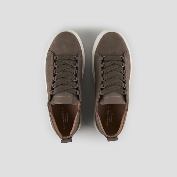 Sneakers Alexander Smith wembley uomo in nabuk marrone e dettagli in pelle liscia - 5