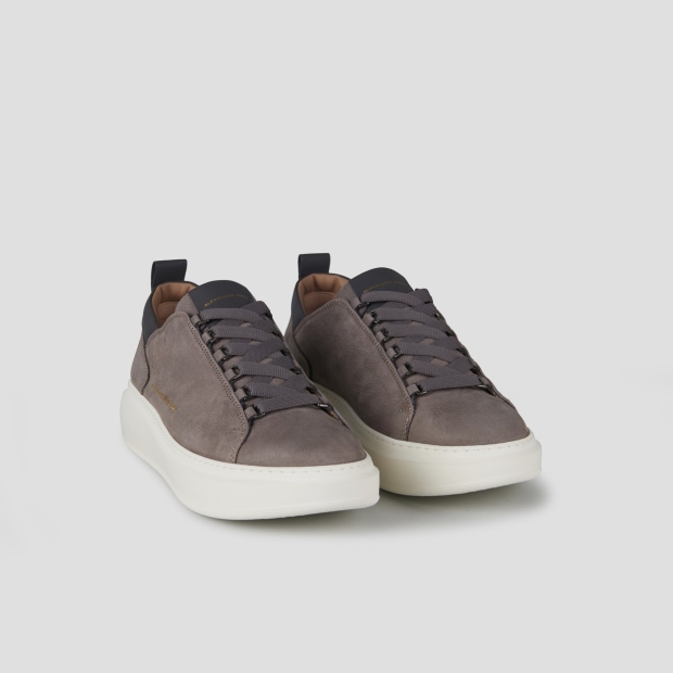 Sneakers Alexander Smith wembley uomo in nabuk bottalato grigio e dettagli in pelle liscia - 3