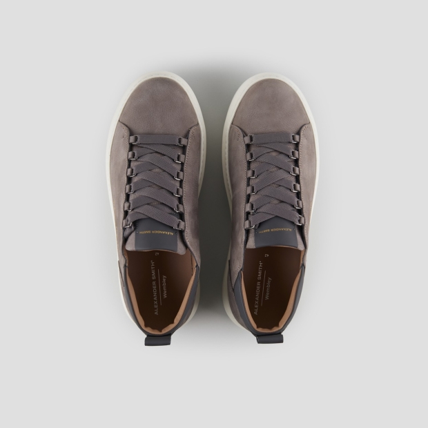 Sneakers Alexander Smith wembley uomo in nabuk bottalato grigio e dettagli in pelle liscia - 5