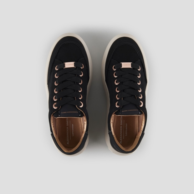Sneakers Alexander Smith lancaster donna in suede nero e tallone in pelle gommata - 5