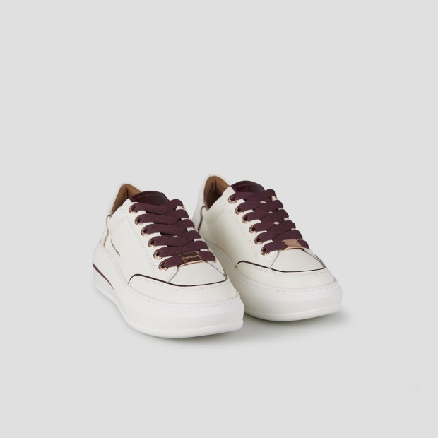 Sneakers Alexander Smith lancaster donna in pelle bottalata bianca e dettagli bordeaux - 3