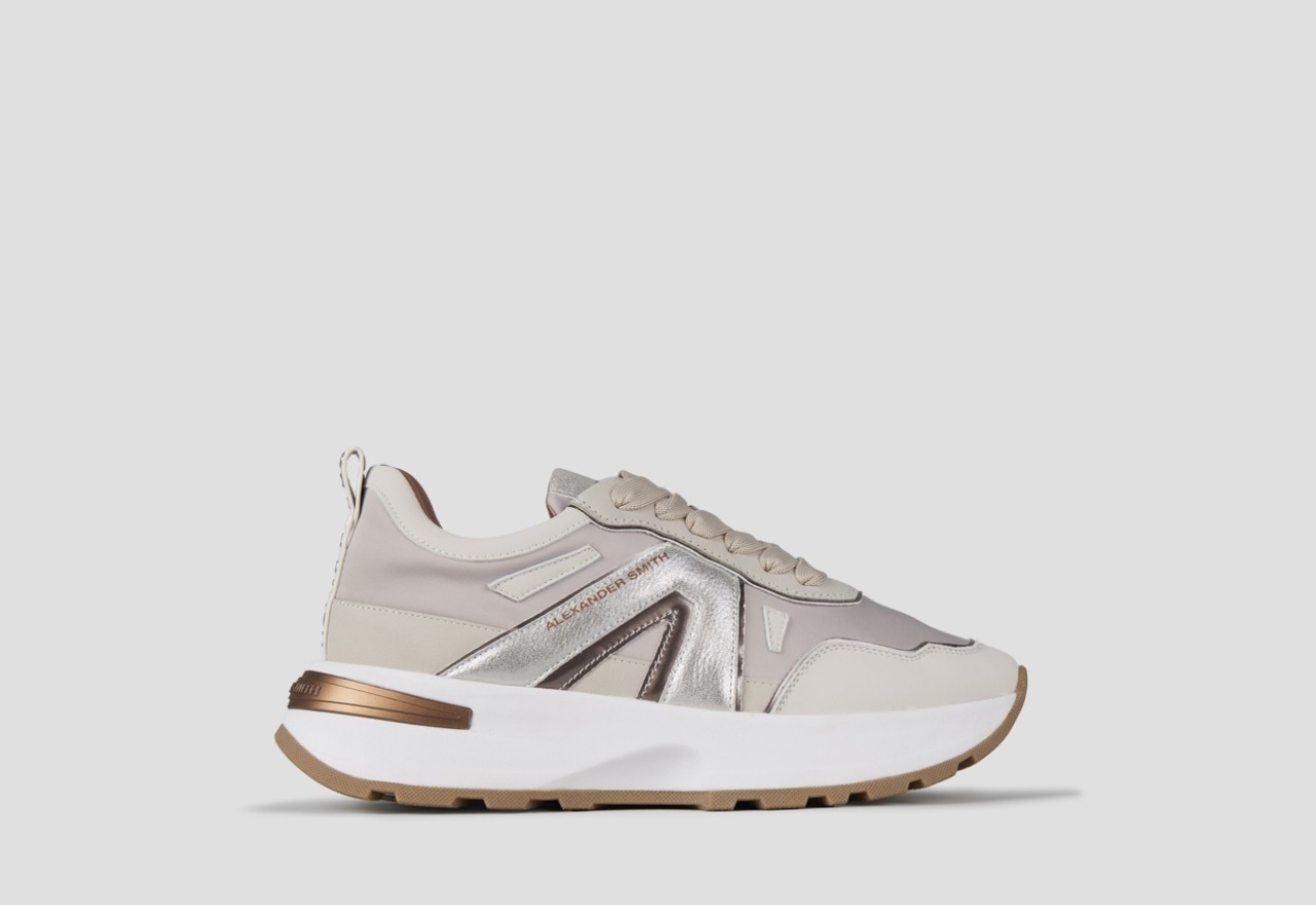 Sneakers Alexander Smith liverpool donna in nylon avorio e laminato polveroso in tinta - 1