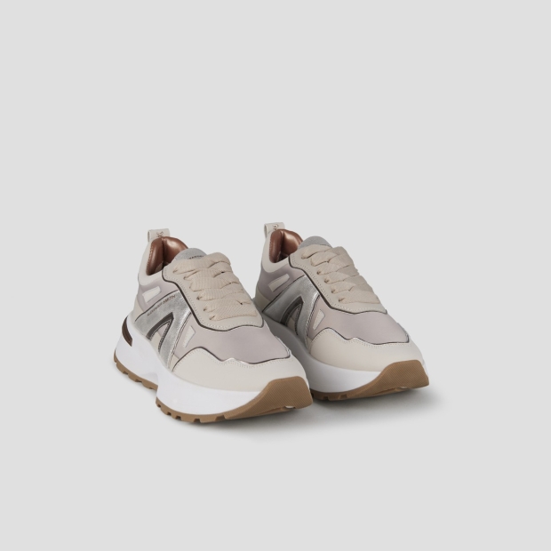 Sneakers Alexander Smith liverpool donna in nylon avorio e laminato polveroso in tinta - 3