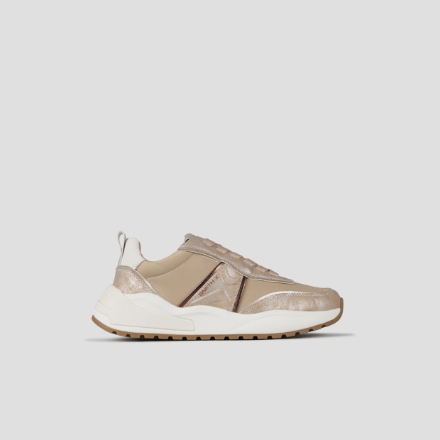 Sneakers Alexander Smith blaze donna in nylon avorio e laminato polveroso oro - 1