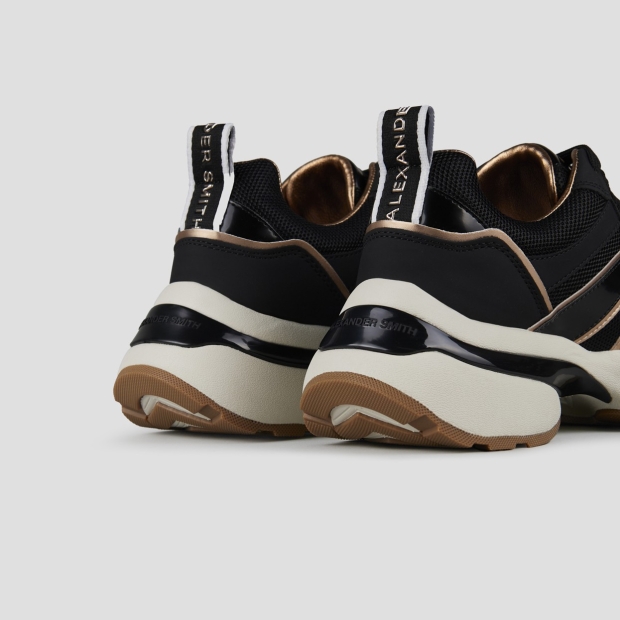 Sneakers Alexander Smith victoria donna in pelle nera e dettagli specchio - 3