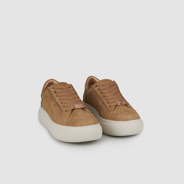Sneakers Alexander Smith pearl donna in cognac e dettagli in laminato bronzo - 3