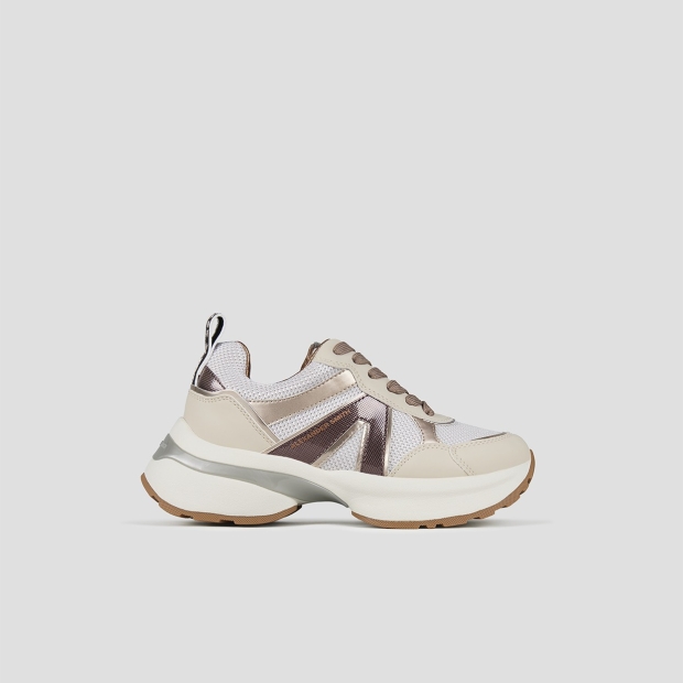 Sneakers Alexander Smith victoria donna in mesh argento e dettagli specchio con logo laterale marrone - 1