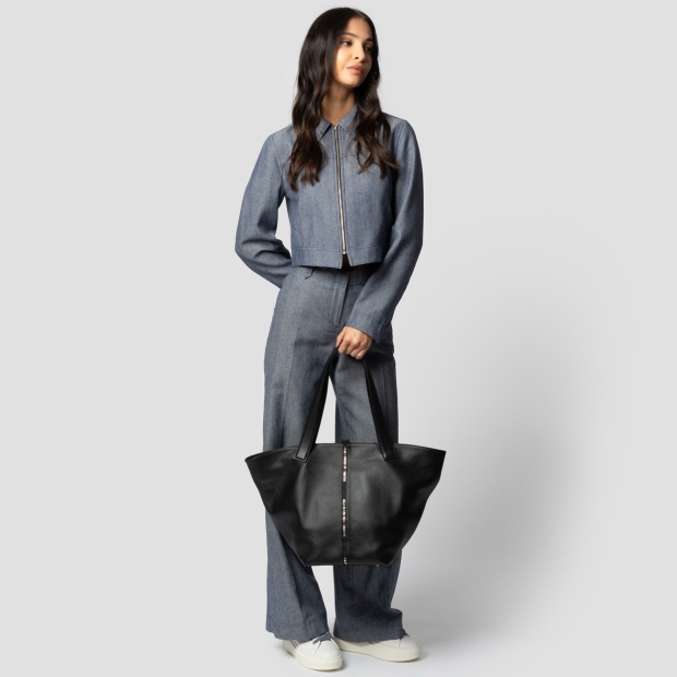 Sneakers Alexander Smith lauren large borsa a spalla in pelle bottalata nera - 7