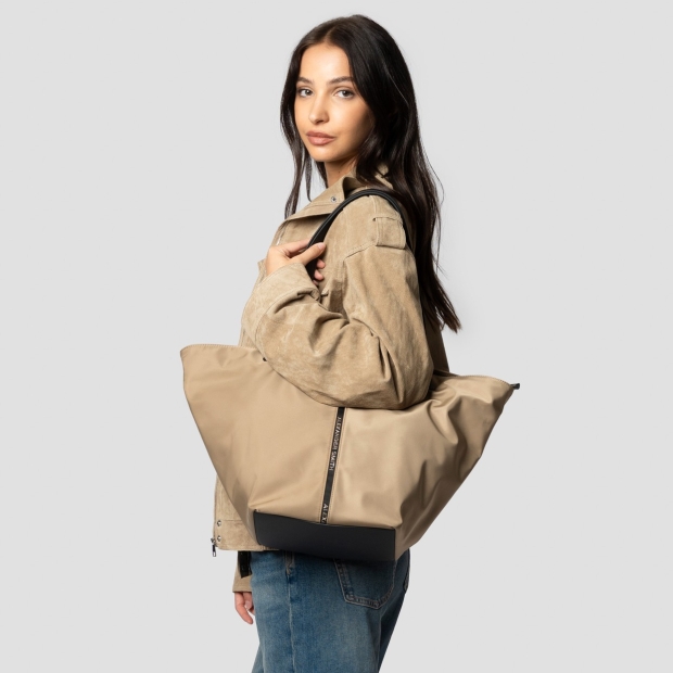 Sneakers Alexander Smith lauren large borsa a spalla in nylon beige - 2