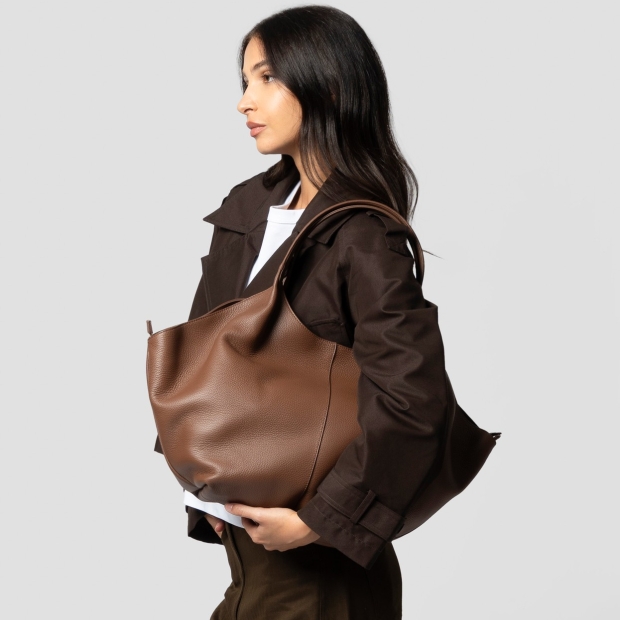 Sneakers Alexander Smith rachel large borsa a spalla in pelle bottalata marrone - 2