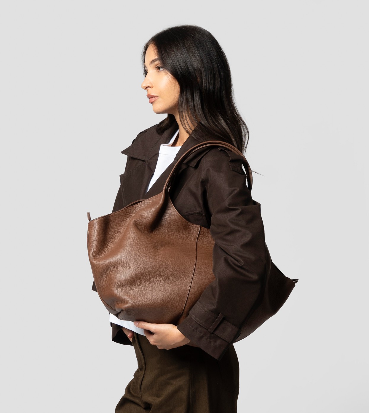 Borsa Donna Realer Donna Ecopelle - Borse Tracolla Grande Marrone Con Tracolla Regolabile Borsa A Mano