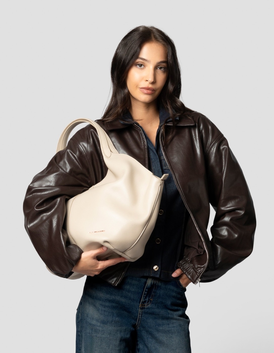 Sneakers Alexander Smith rachel large borsa a spalla in pelle bottalata avorio scuro - 2