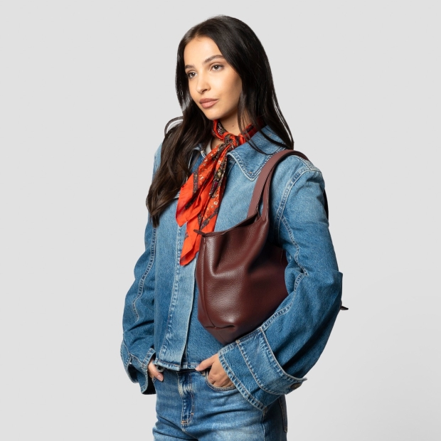 Sneakers Alexander Smith rachel medium borsa a spalla in pelle bottalata bordeaux - 2