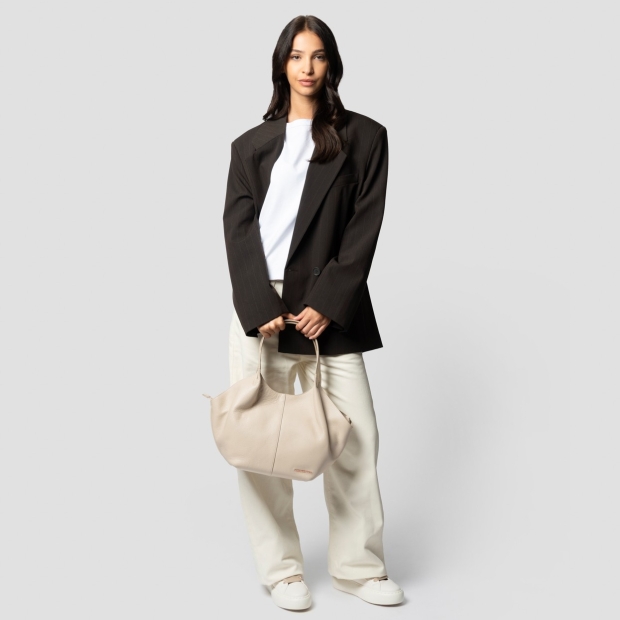 Sneakers Alexander Smith rachel medium borsa a spalla in pelle bottalata avorio scuro - 7