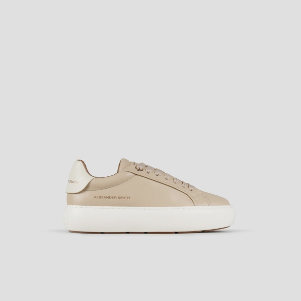 Sneakers Alexander Smith soho donna in morbida pelle beige e tallone crema - 1