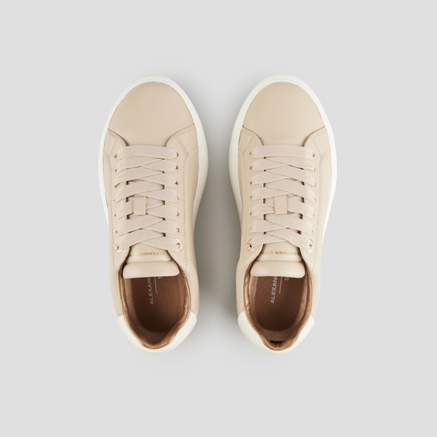 Sneakers Alexander Smith soho donna in morbida pelle beige e tallone crema - 5
