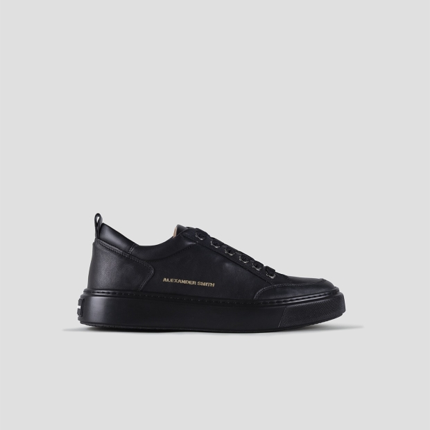 Sneakers Alexander Smith bond uomo in pelle nera e suola nera - 1