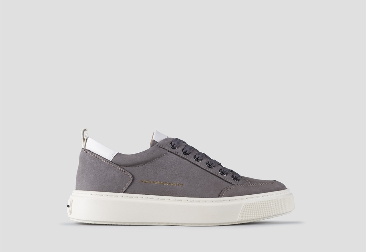 Sneakers Alexander Smith bond uomo in nabuk grigio e dettagli in pelle bianca - 1