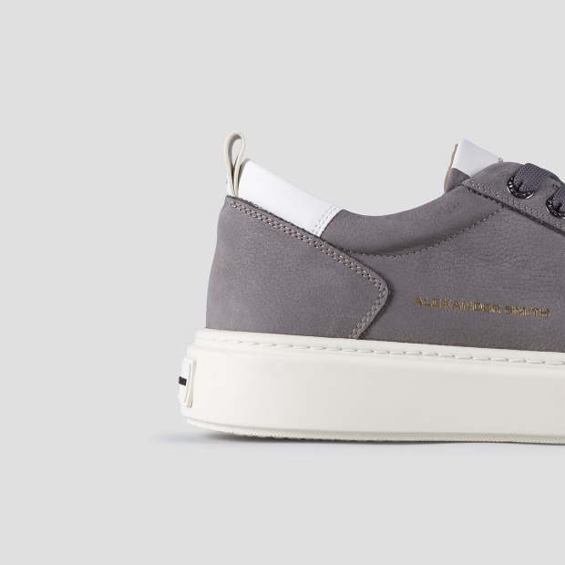 Sneakers Alexander Smith bond uomo in nabuk grigio e dettagli in pelle bianca - 2