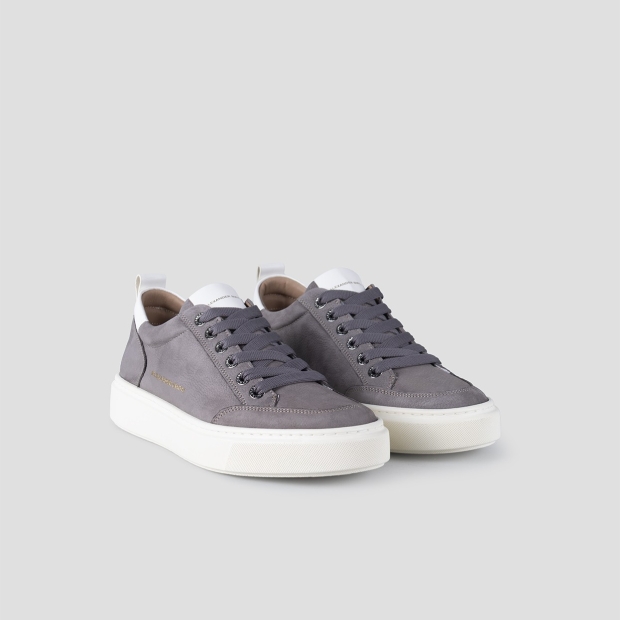 Sneakers Alexander Smith bond uomo in nabuk grigio e dettagli in pelle bianca - 3