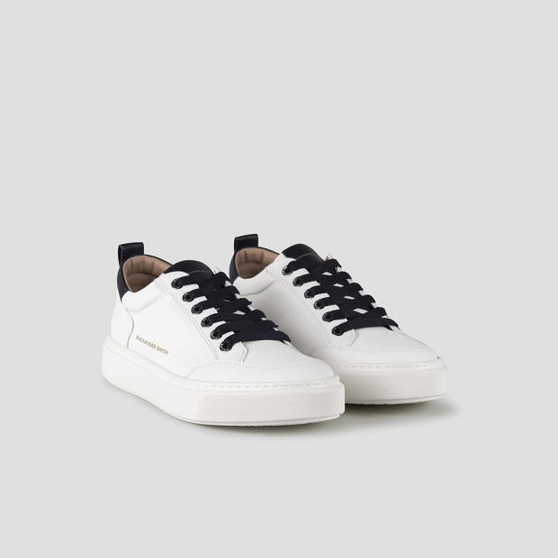 Sneakers Alexander Smith bond uomo in pelle di capra bianca con dettagli in pelle nera - 3