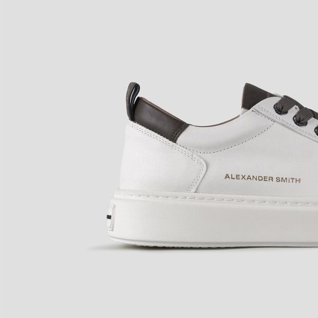 Sneakers Alexander Smith bond uomo in pelle di capra bianca e dettagli in pelle verde - 2