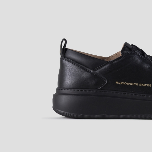 Sneakers Alexander Smith wembley uomo alta frequenza in morbida pelle nera e suola nera - 2